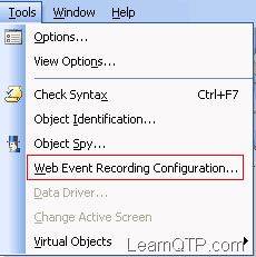Web Event recording Configuration