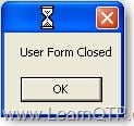 User Form Closed