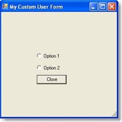 Radio Button Custom user Form