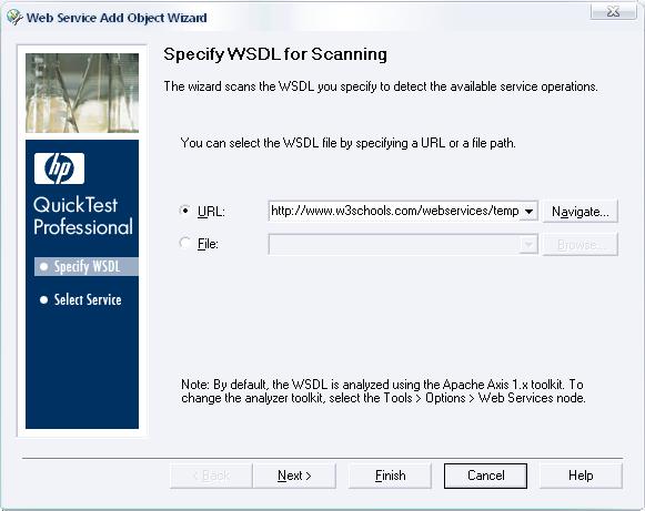 Specify WSDL for scanning