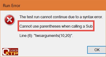 Cannot use parentheses when calling a Sub