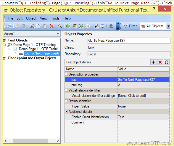 Descriptive programming Dynamic Properties