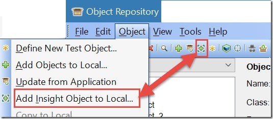 add insight object using object repository